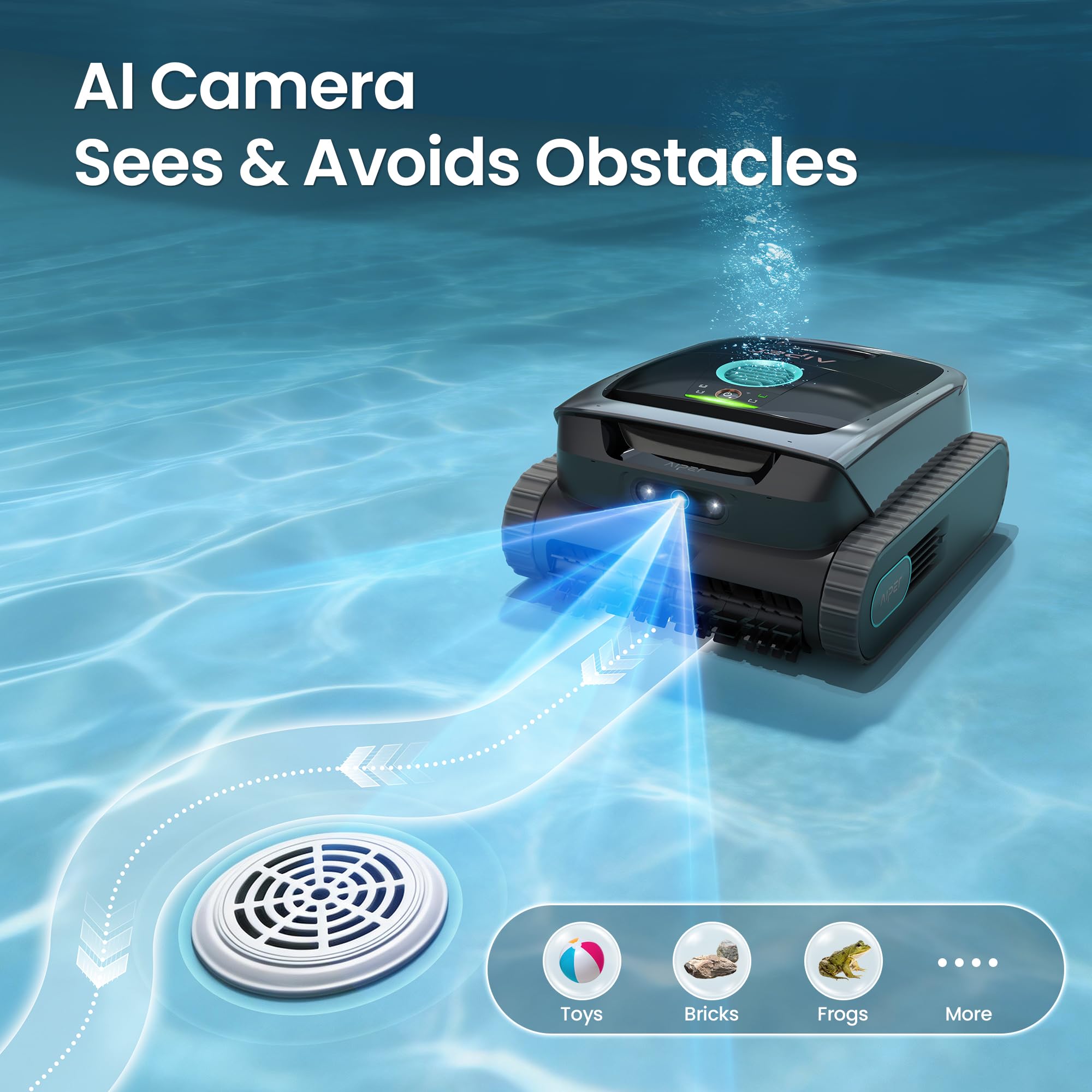 (2026 New) AIPER Scuba V3 AI Vision Cordless Robotic Pool Cleaner, 10x Faster Pool Cleaning with AI Patrol, 24/7 Auto Cleaning, Smart Waterline Parking & Multi-Layer Filtration, Gray