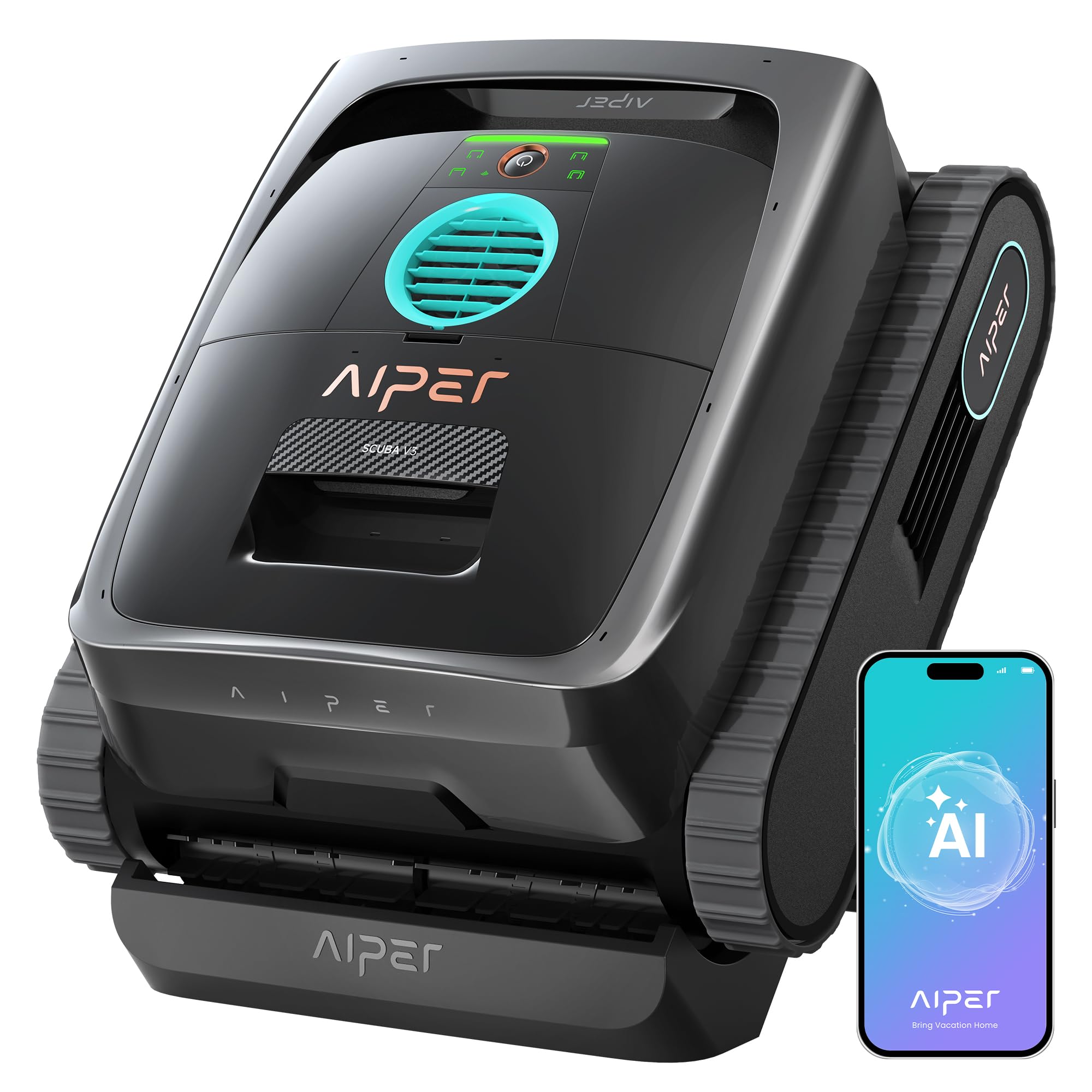 (2026 New) AIPER Scuba V3 AI Vision Cordless Robotic Pool Cleaner, 10x Faster Pool Cleaning with AI Patrol, 24/7 Auto Cleaning, Smart Waterline Parking & Multi-Layer Filtration, Gray