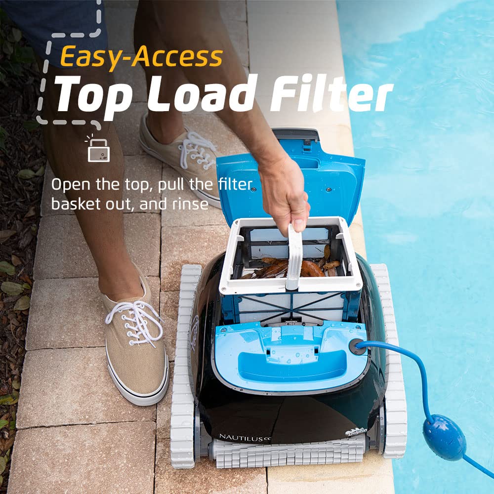 Dolphin Nautilus CC Robotic Pool Cleaner – Wall Climbing, Easy Top-Load Filter, 33 ft Pools