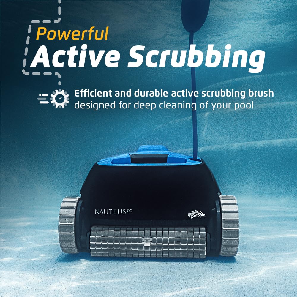 Dolphin Nautilus CC Robotic Pool Cleaner – Wall Climbing, Easy Top-Load Filter, 33 ft Pools