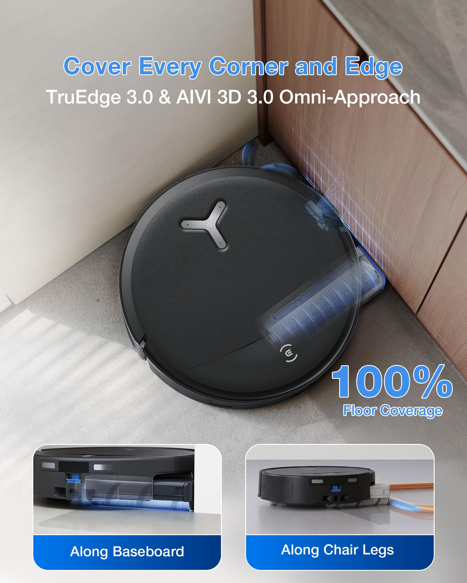 ECOVACS DEEBOT T80S Omni Robot Vacuum and Mop, 24,800Pa Suction, Instant Self-Cleaning OZMO Roller Mop, Auto-Lift Mop for Carpet & Spill Protection, AI Navigation, ZeroTangle 3.0 for Pets Family