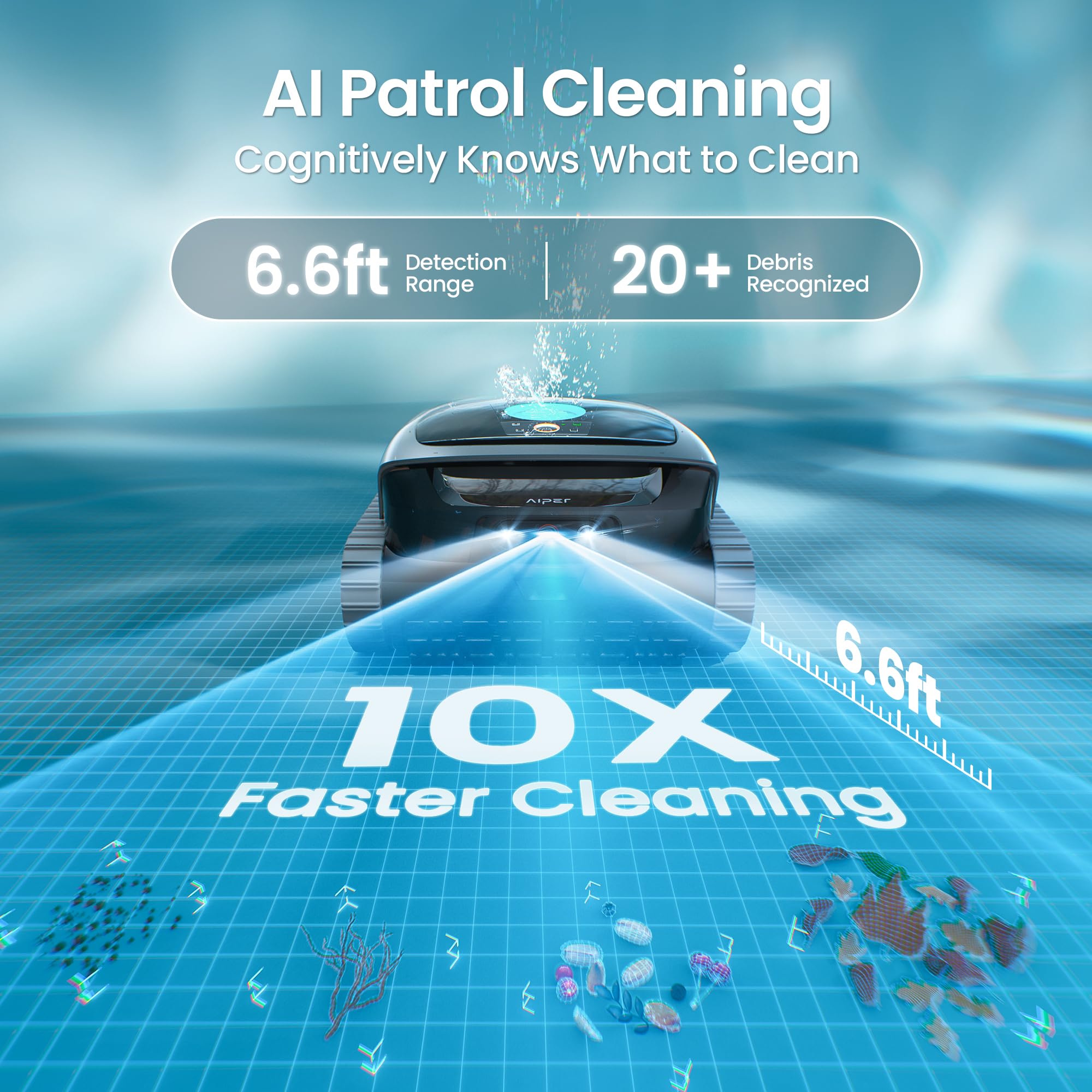 (2026 New) AIPER Scuba V3 AI Vision Cordless Robotic Pool Cleaner, 10x Faster Pool Cleaning with AI Patrol, 24/7 Auto Cleaning, Smart Waterline Parking & Multi-Layer Filtration, Gray