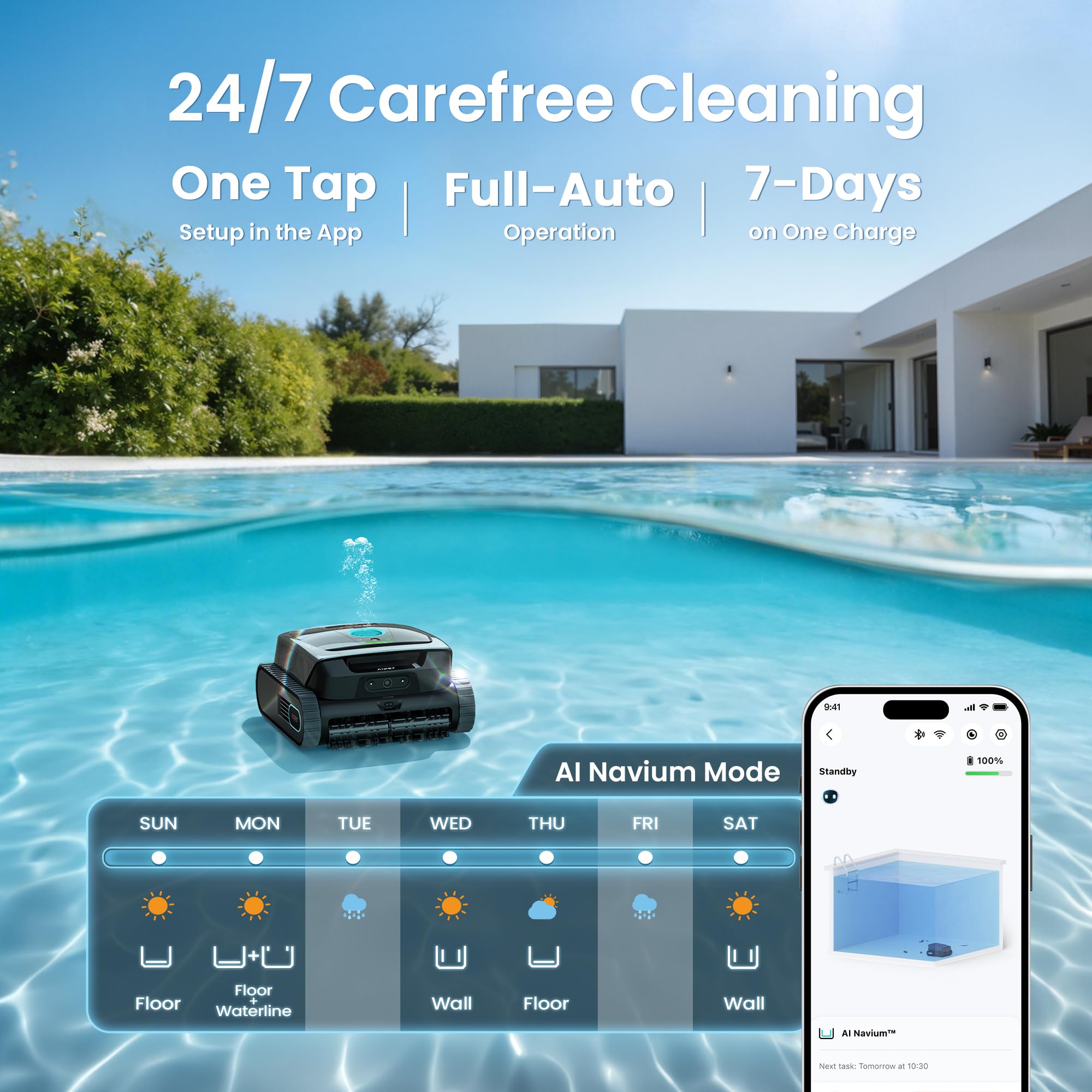 (2026 New) AIPER Scuba V3 AI Vision Cordless Robotic Pool Cleaner, 10x Faster Pool Cleaning with AI Patrol, 24/7 Auto Cleaning, Smart Waterline Parking & Multi-Layer Filtration, Gray