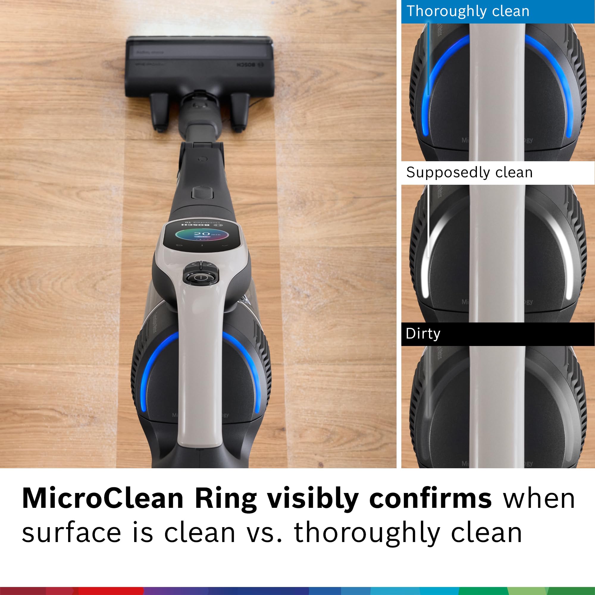 Bosch Unlimited 10 Cordless Stick Vacuum Cleaner - 2 Batteries Included, Up to 140 Min Total, Bendable Tube, Fast Charger, Pet Hair, Hard Floors and Carpets, 7 Accessories, Dark Cream